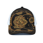 Bohemian Sun And Moon Print White Mesh Trucker Cap
