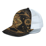 Bohemian Sun And Moon Print White Mesh Trucker Cap
