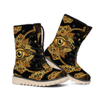 Bohemian Sun And Moon Print Winter Boots