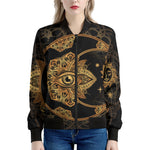 Bohemian Sun And Moon Print Women's Bomber Jacket