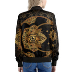 Bohemian Sun And Moon Print Women's Bomber Jacket
