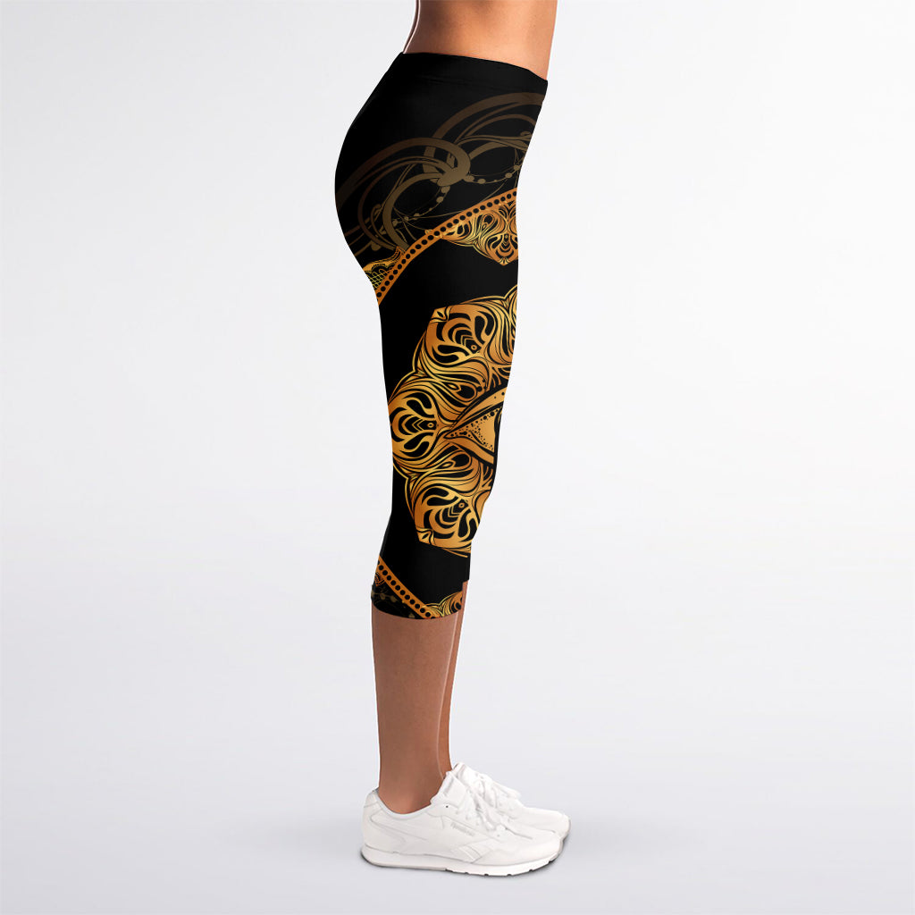 Bohemian Sun And Moon Print Women's Capri Leggings