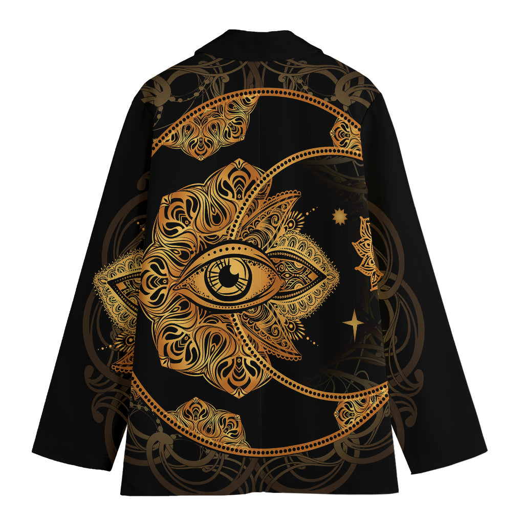 Bohemian Sun And Moon Print Women's Cotton Blazer