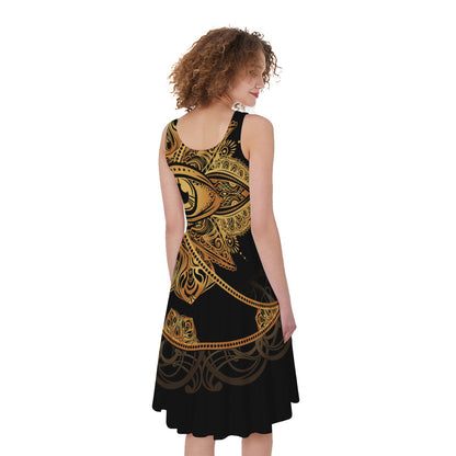 Bohemian Sun And Moon Print Women's Sleeveless Dress
