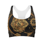 Bohemian Sun And Moon Print Women's Sports Bra