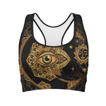 Bohemian Sun And Moon Print Women's Sports Bra