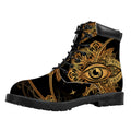 Bohemian Sun And Moon Print Padded Collar Lace Up Boots