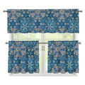 Boho Chic Mandala Floral Print 3 Piece Kitchen Curtains