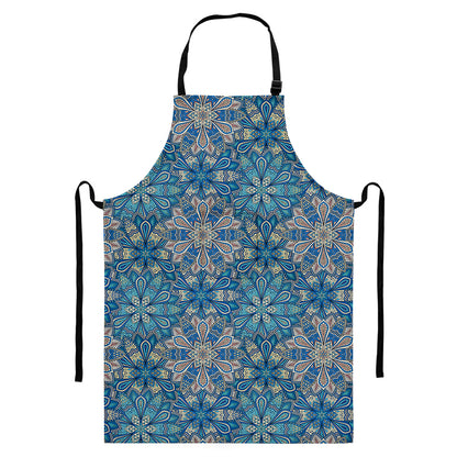Boho Chic Mandala Floral Print Bib Apron With Pocket