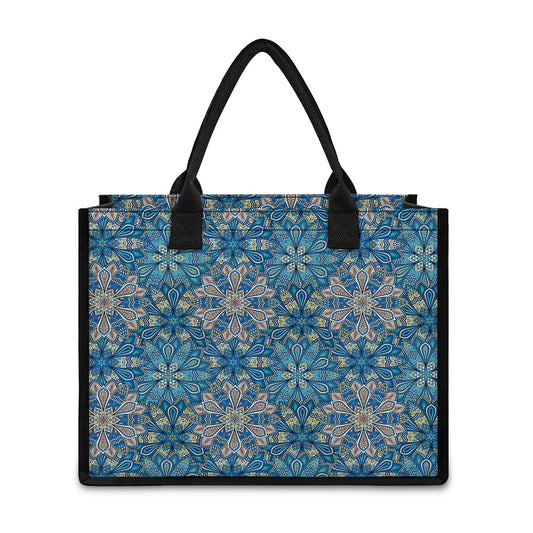 Boho Chic Mandala Floral Print Canvas Tote Bag