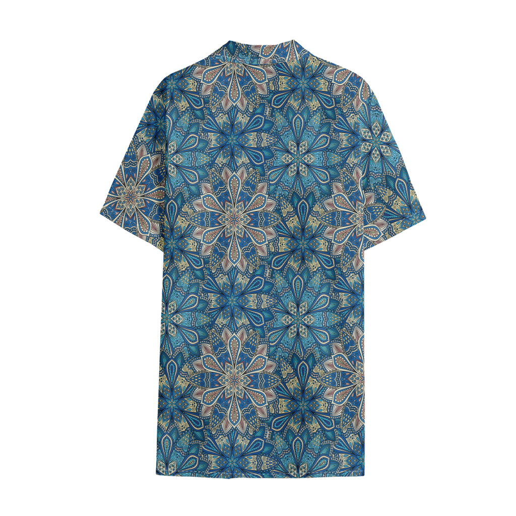 Boho Chic Mandala Floral Print Cotton Hawaiian Shirt