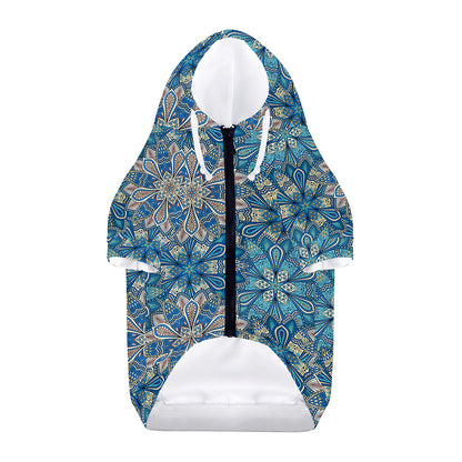Boho Chic Mandala Floral Print Dog Zip Up Hoodie