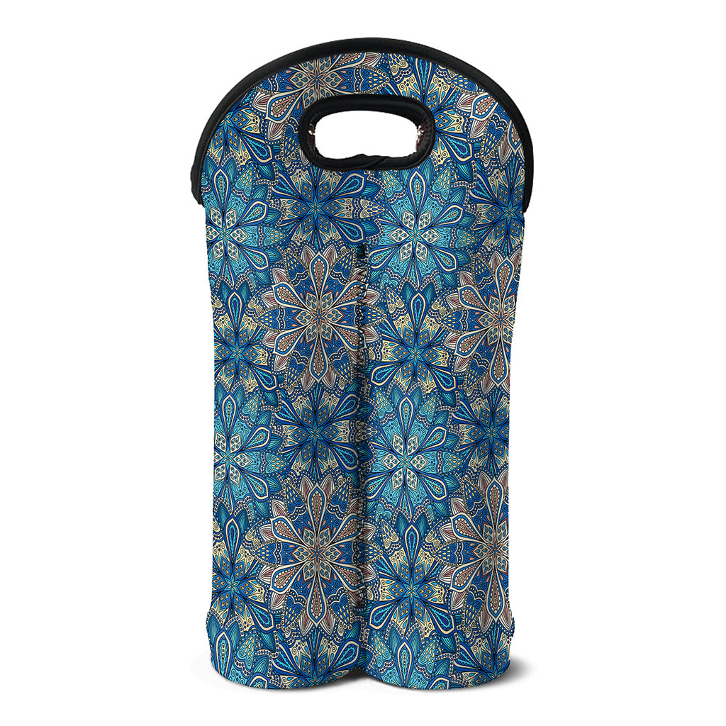 Boho Chic Mandala Floral Print Double Neoprene Wine Tote