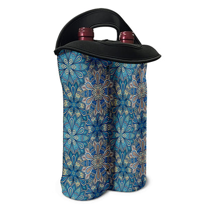 Boho Chic Mandala Floral Print Double Neoprene Wine Tote
