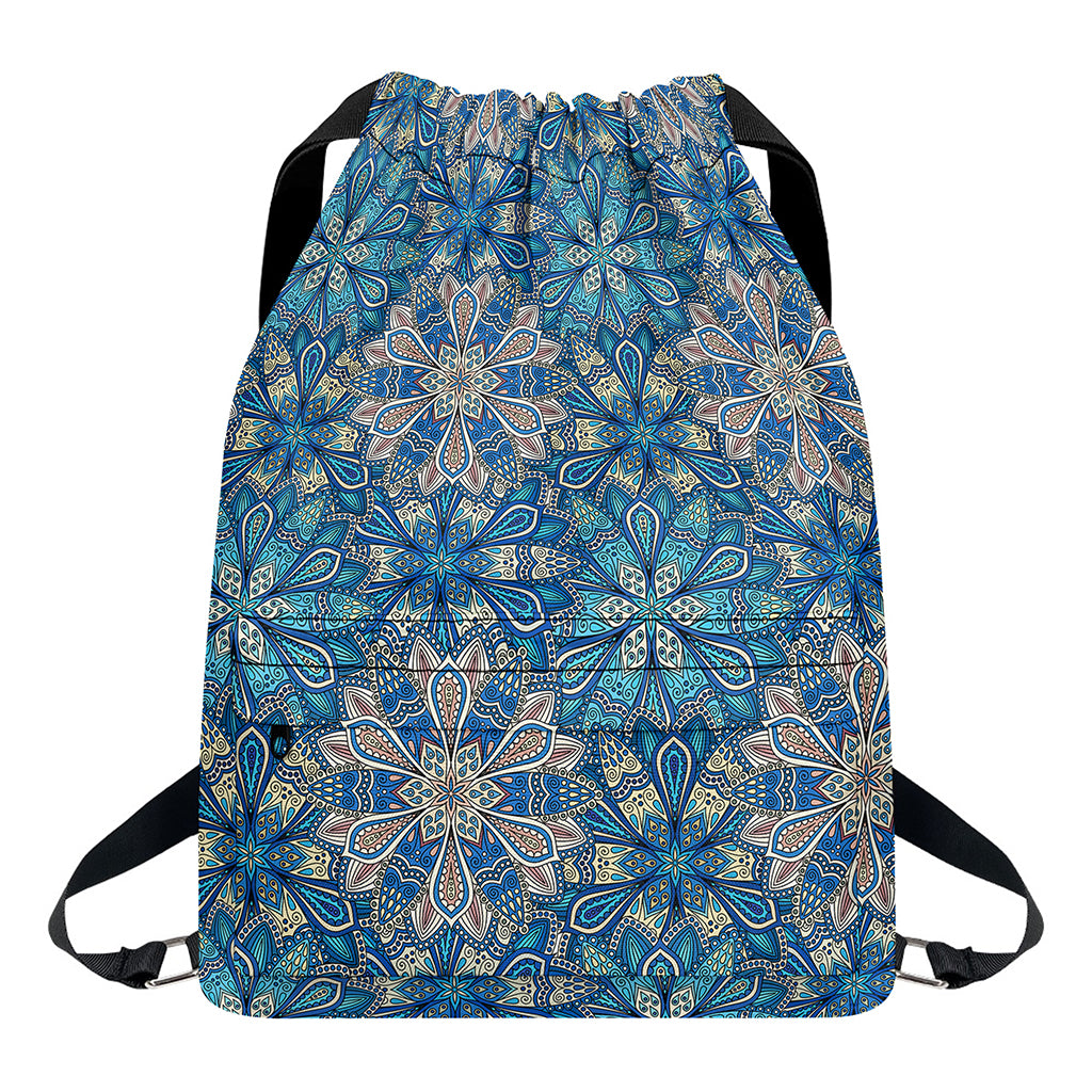 Boho Chic Mandala Floral Print Drawstring Backpack