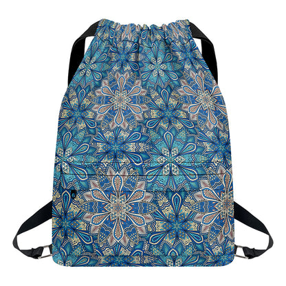 Boho Chic Mandala Floral Print Drawstring Backpack