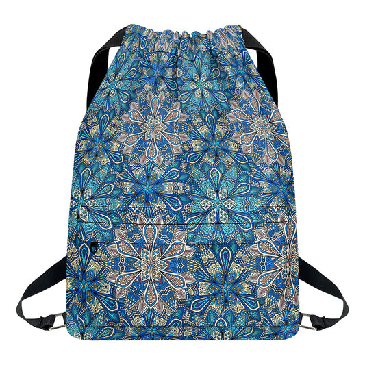 Boho Chic Mandala Floral Print Drawstring Backpack