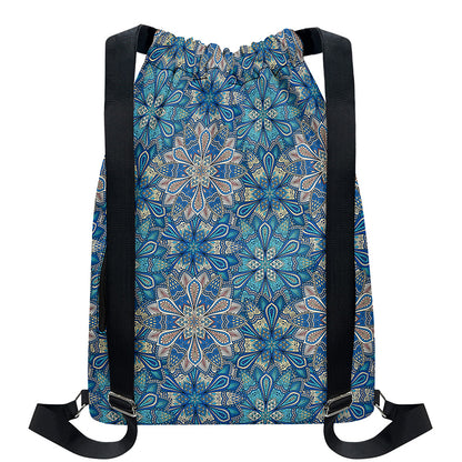 Boho Chic Mandala Floral Print Drawstring Backpack