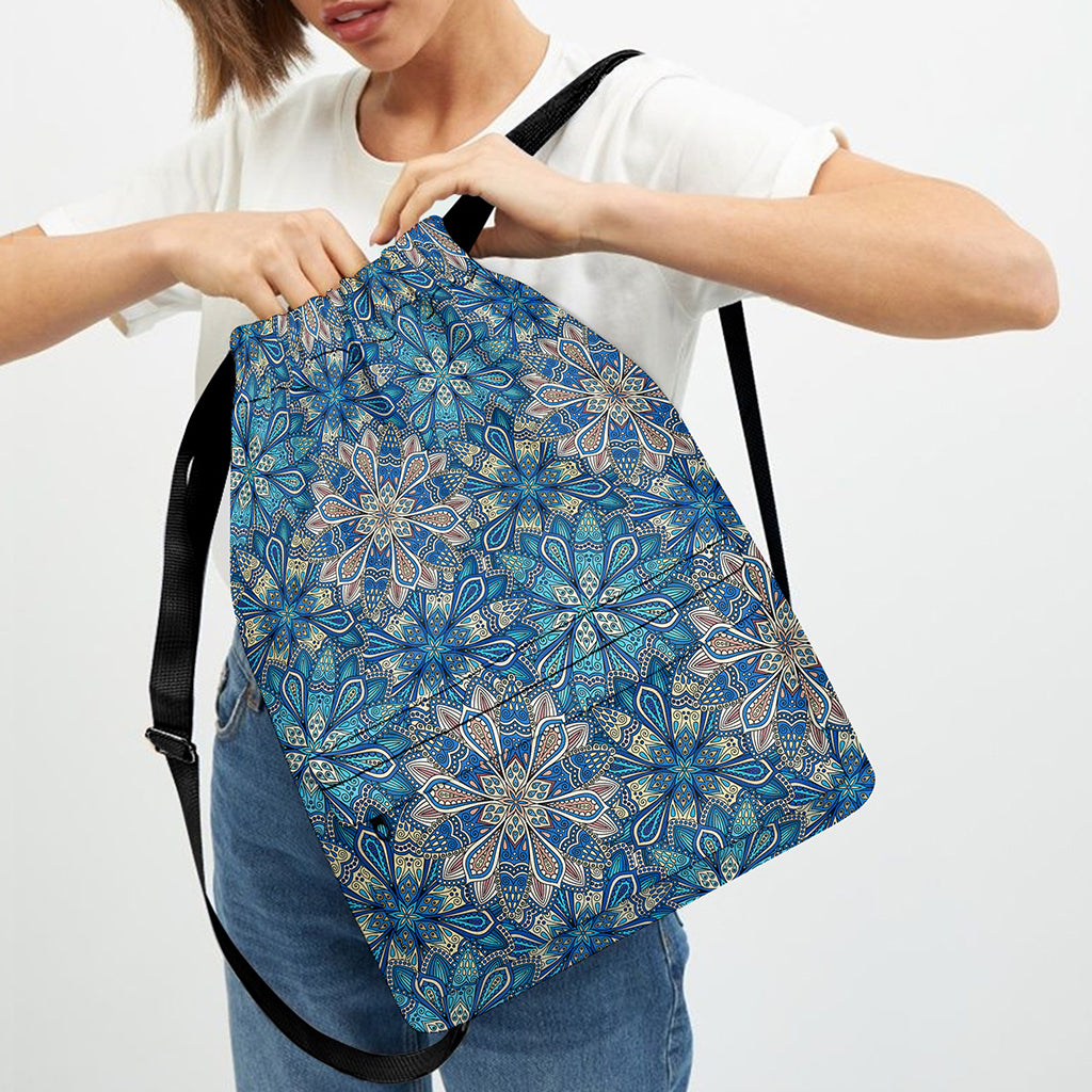 Boho Chic Mandala Floral Print Drawstring Backpack