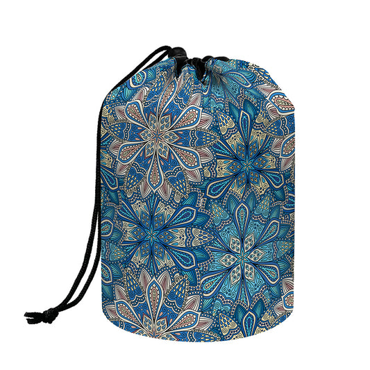 Boho Chic Mandala Floral Print Drawstring Makeup Bag