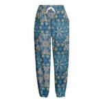 Boho Chic Mandala Floral Print Fleece Lined Knit Pants