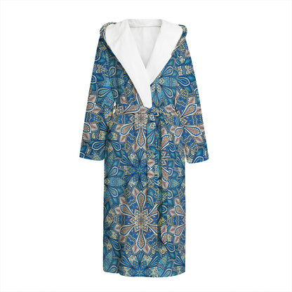 Boho Chic Mandala Floral Print Hooded Bathrobe