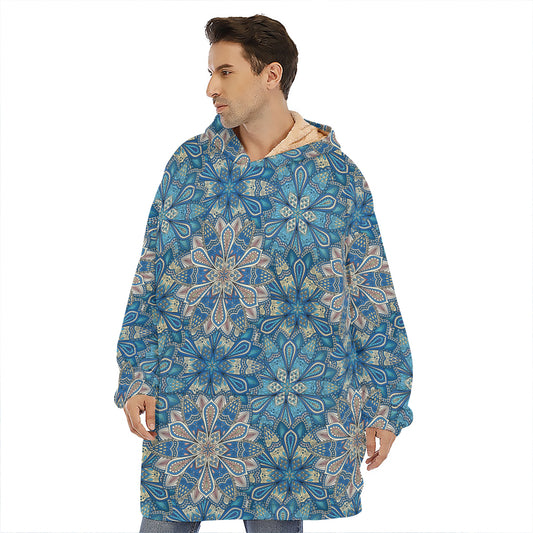 Boho Chic Mandala Floral Print Hoodie Blanket