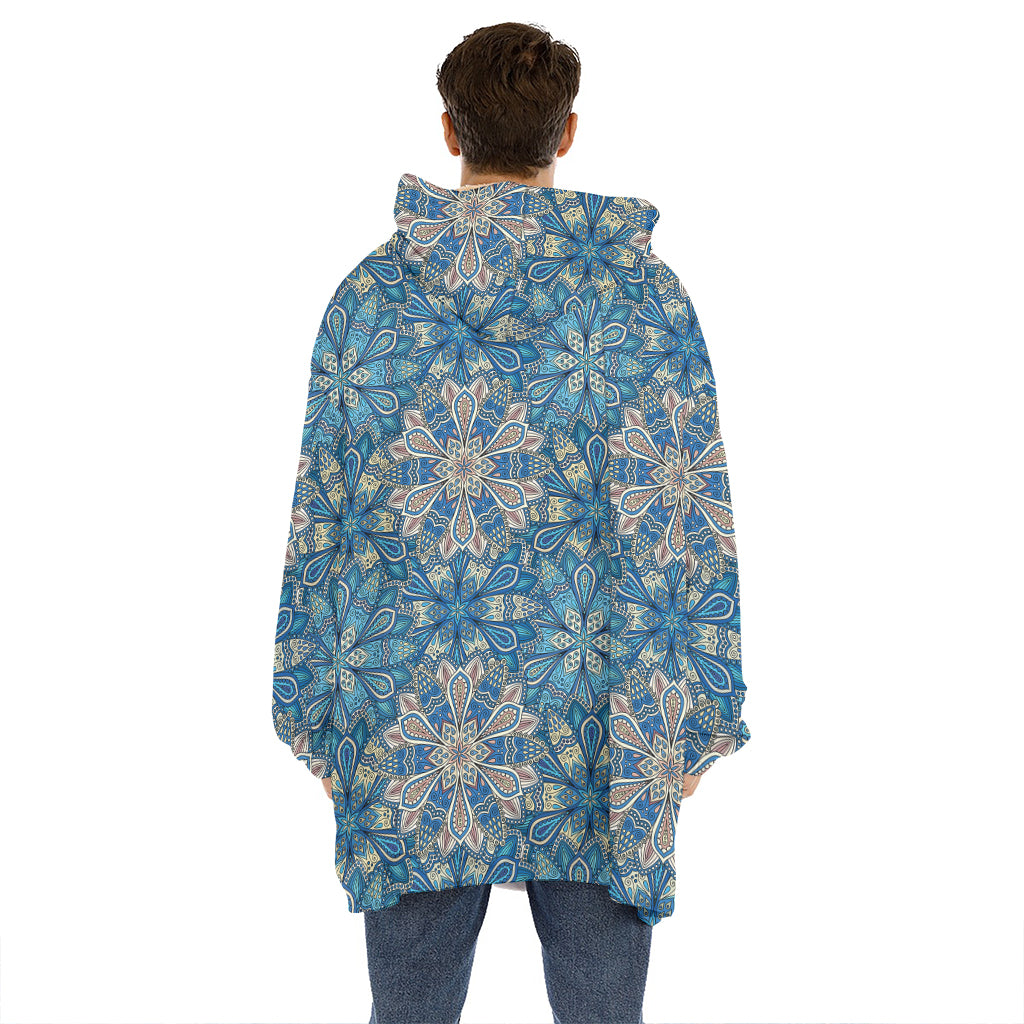 Boho Chic Mandala Floral Print Hoodie Blanket
