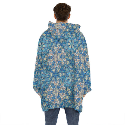 Boho Chic Mandala Floral Print Hoodie Blanket