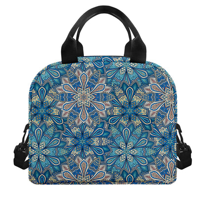Boho Chic Mandala Floral Print Insulated Lunch Bag