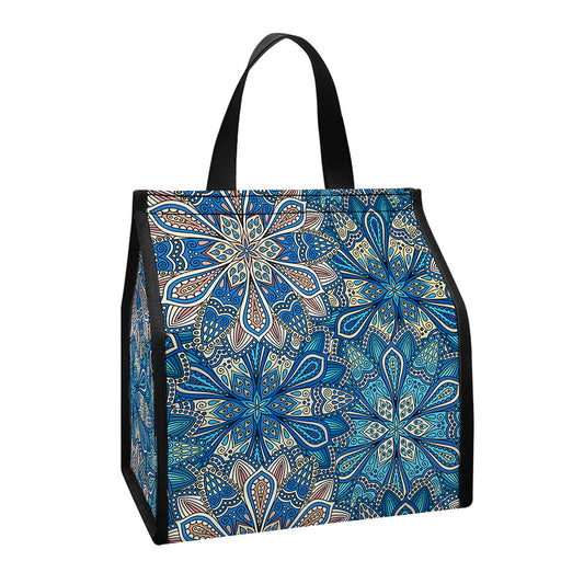 Boho Chic Mandala Floral Print Insulated Lunch Tote