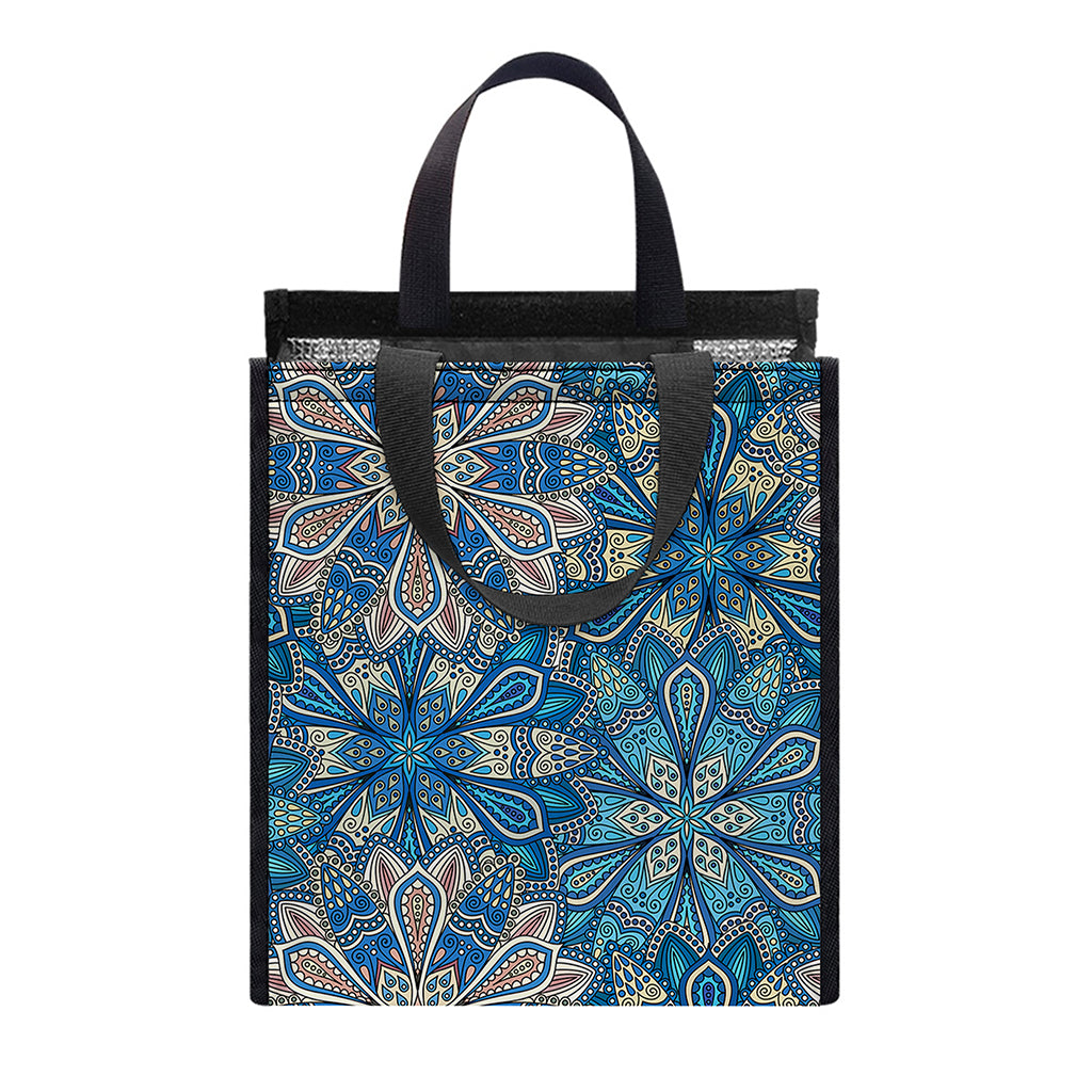 Boho Chic Mandala Floral Print Insulated Lunch Tote