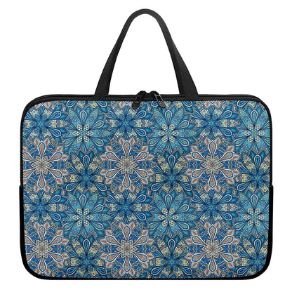 Boho Chic Mandala Floral Print Laptop Sleeve With Handle