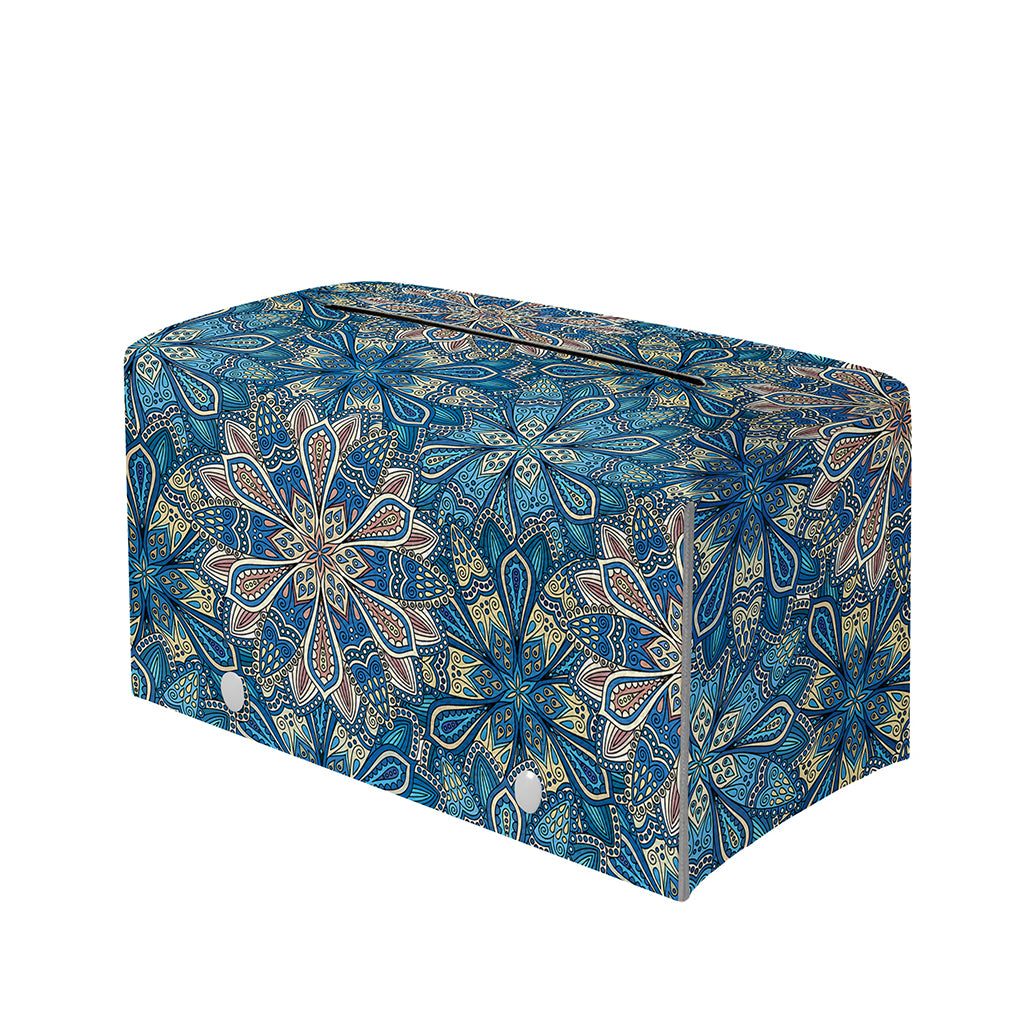 Boho Chic Mandala Floral Print Leather Tissue Box Cover