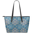 Boho Chic Mandala Floral Print Leather Tote Bag With Zipper