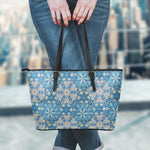 Boho Chic Mandala Floral Print Leather Tote Bag