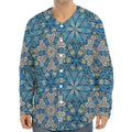 Boho Chic Mandala Floral Print Long Sleeve Baseball Jersey