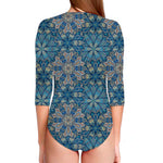 Boho Chic Mandala Floral Print Long Sleeve Swimsuit