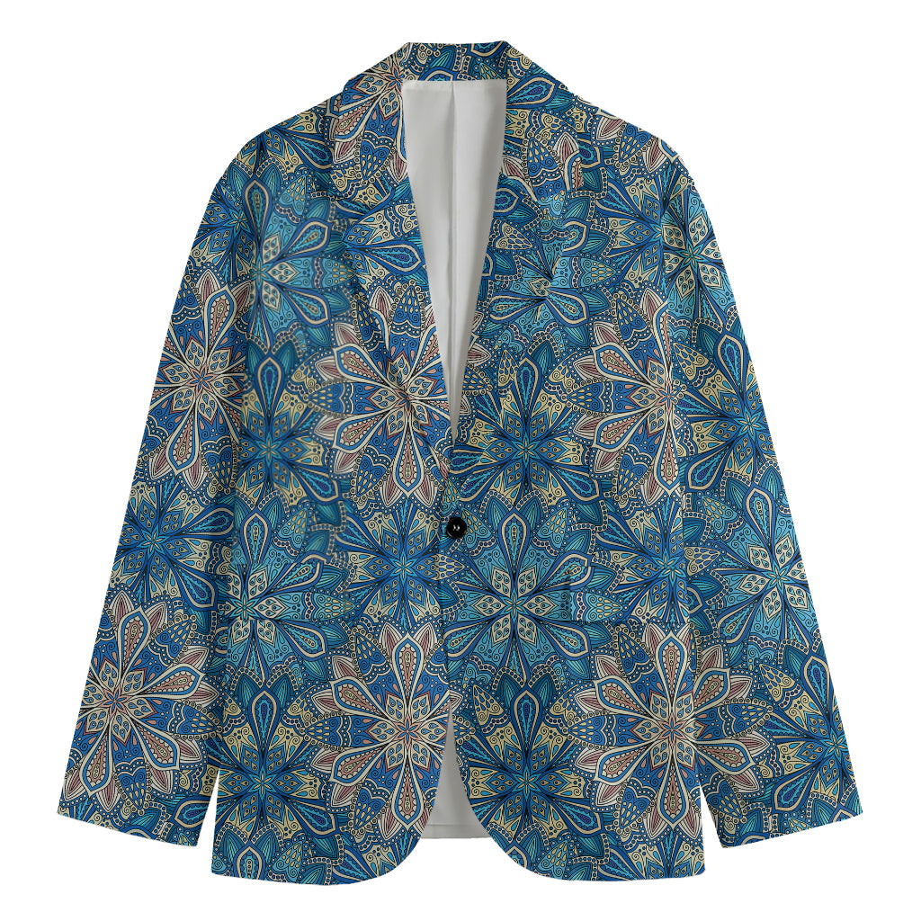 Boho Chic Mandala Floral Print Men's Cotton Blazer