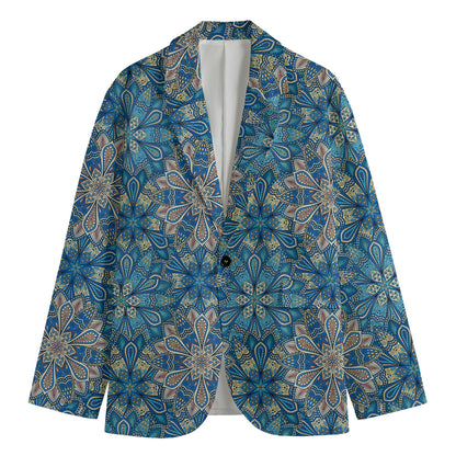 Boho Chic Mandala Floral Print Men's Cotton Blazer
