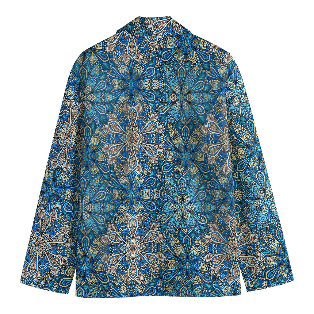 Boho Chic Mandala Floral Print Men's Cotton Blazer