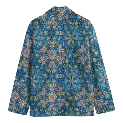Boho Chic Mandala Floral Print Men's Cotton Blazer