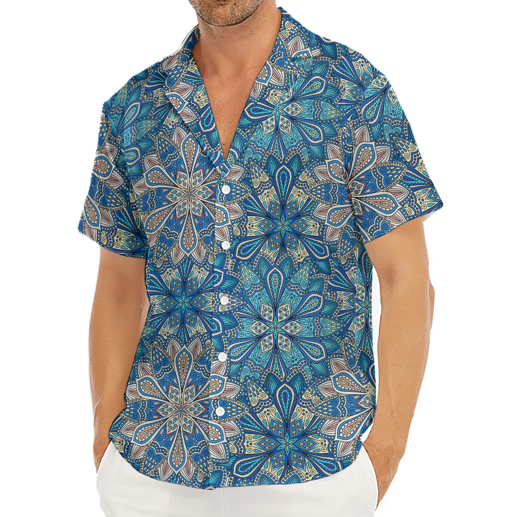 Boho Chic Mandala Floral Print Men's Deep V-Neck Shirt