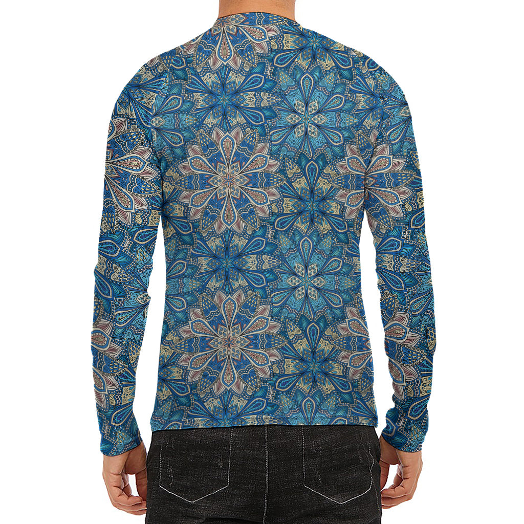 Boho Chic Mandala Floral Print Men's Long Sleeve Rash Guard