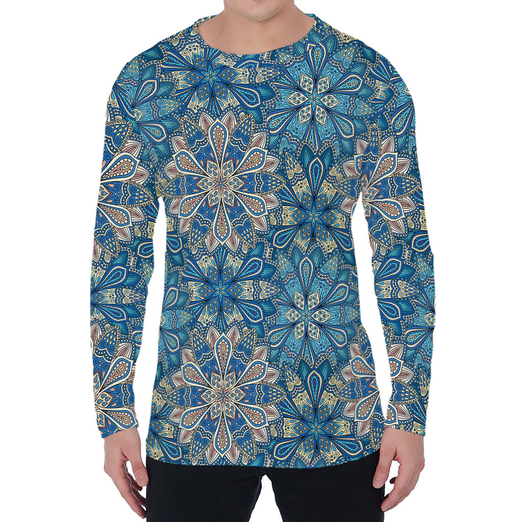 Boho Chic Mandala Floral Print Men's Long Sleeve T-Shirt
