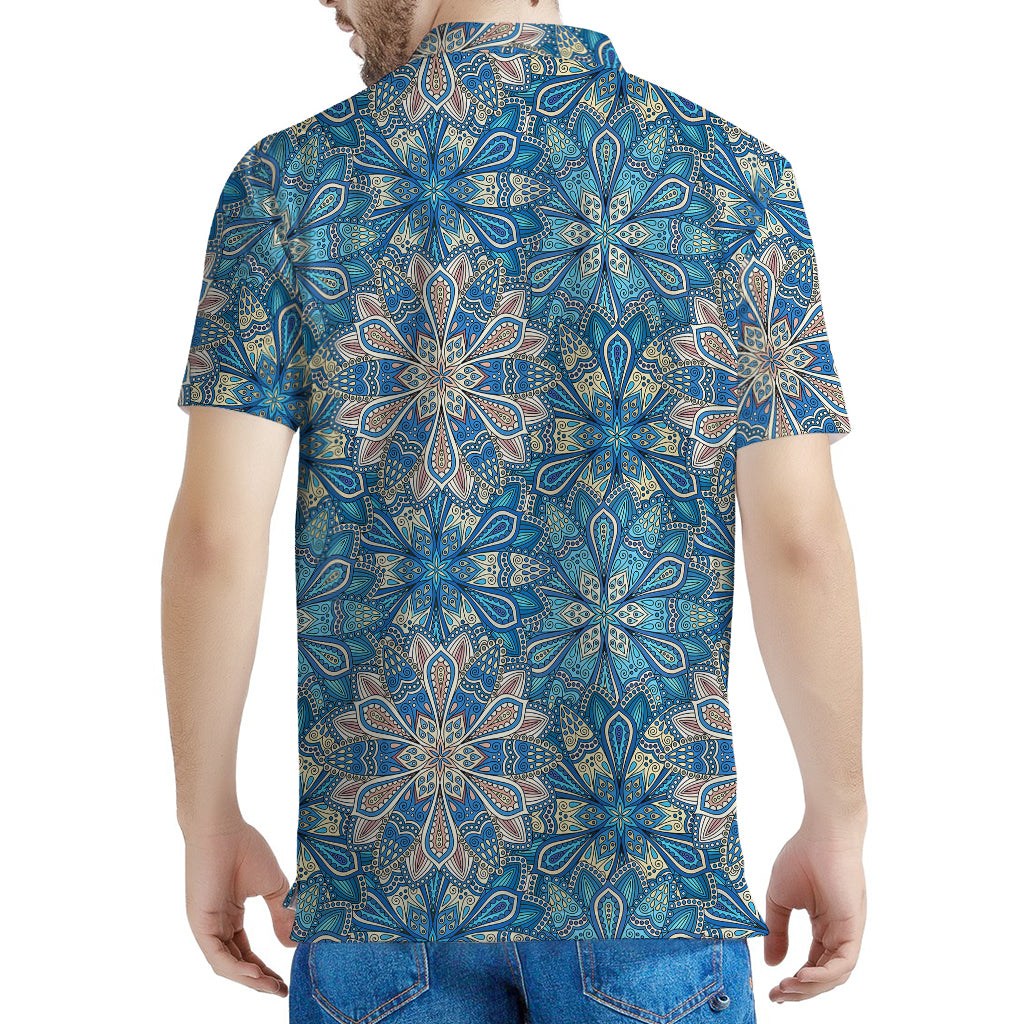 Boho Chic Mandala Floral Print Men's Polo Shirt