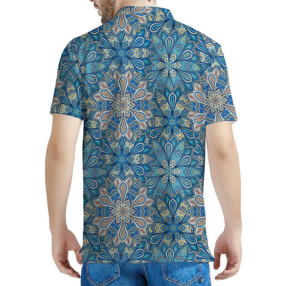 Boho Chic Mandala Floral Print Men's Polo Shirt