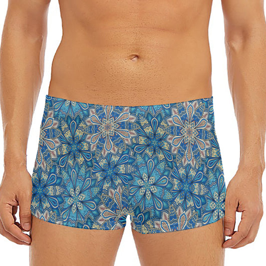Boho Chic Mandala Floral Print Men's Short Boxer Briefs