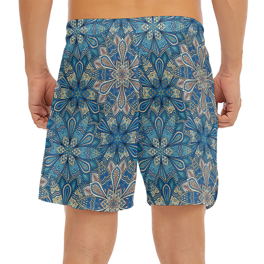 Boho Chic Mandala Floral Print Men's Split Running Shorts