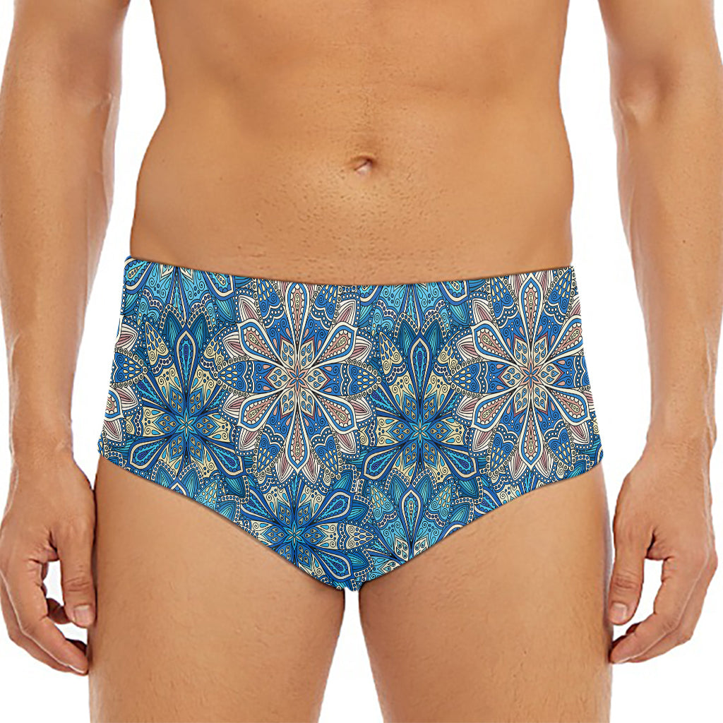 Boho Chic Mandala Floral Print Men's Triangle Swim Briefs